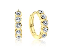 Gold Plated CZ Silver Huggies Earring HO-1605-GP